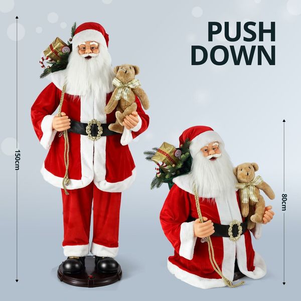 Solight 150cm Animated Singing Dancing Santa Claus Figurine Rocking Christmas Decoration Musical Display Figure Collapsible