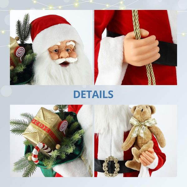 Solight 150cm Animated Singing Dancing Santa Claus Figurine Rocking Christmas Decoration Musical Display Figure Collapsible