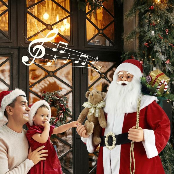 Solight 150cm Animated Singing Dancing Santa Claus Figurine Rocking Christmas Decoration Musical Display Figure Collapsible