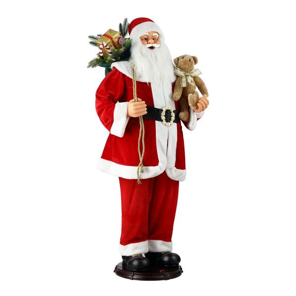 Solight 150cm Animated Singing Dancing Santa Claus Figurine Rocking Christmas Decoration Musical Display Figure Collapsible