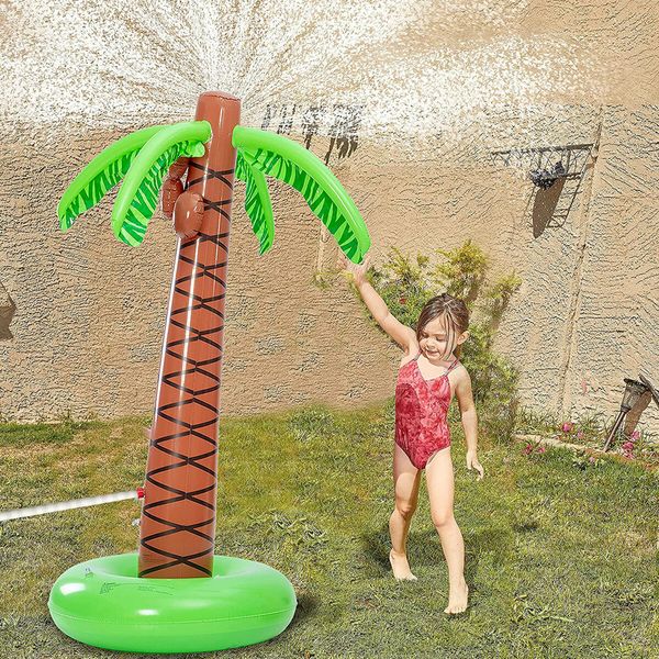 Palm Tree Sprinkler Inflatable Water Toy Pool Beach Lawn Outdoor Garden Spray Game Centre Toys for Kids Pets 160cm Tall 