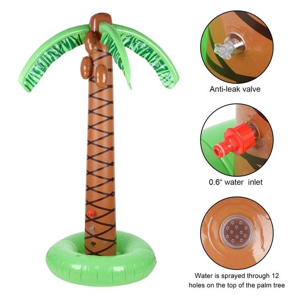 Palm Tree Sprinkler Inflatable Water Toy Pool Beach Lawn Outdoor Garden Spray Game Centre Toys for Kids Pets 160cm Tall 