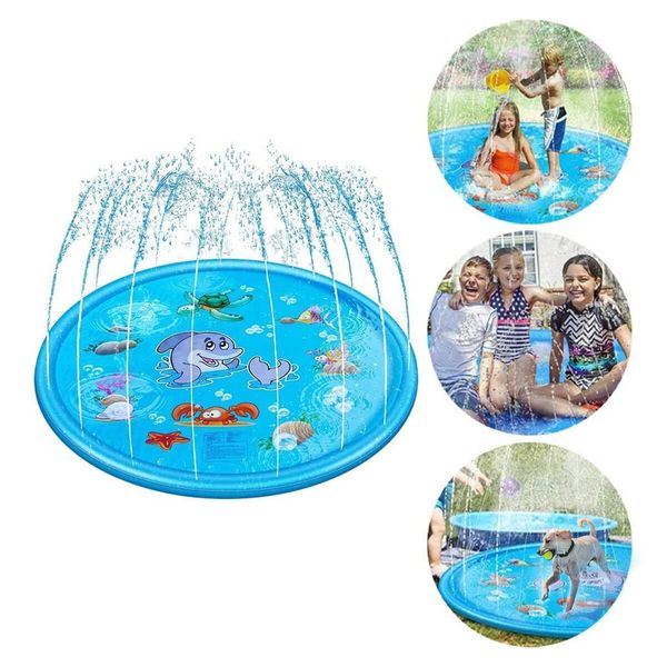 Water Play Mat Toy Sprinkler Pool Beach Dog Game Centre Splash Spray Pad Outdoor Lawn Garden Backyard 170cm for Children Pets