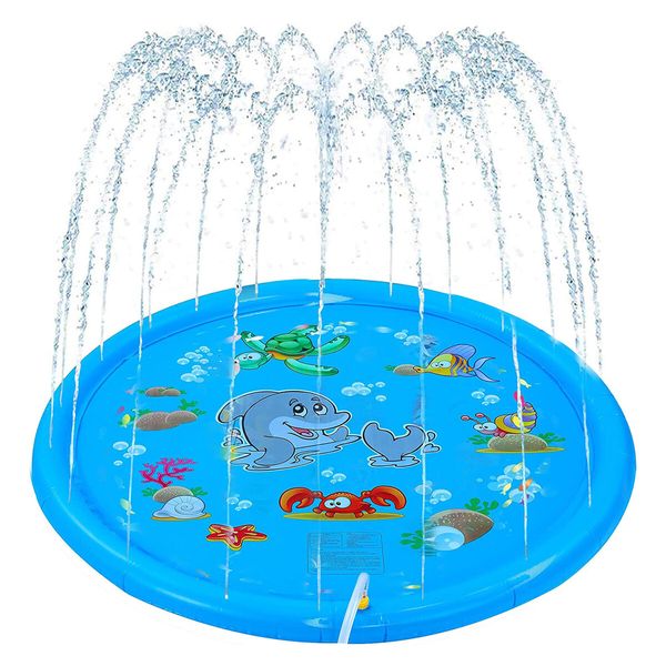 Water Play Mat Toy Sprinkler Pool Beach Dog Game Centre Splash Spray Pad Outdoor Lawn Garden Backyard 170cm for Children Pets