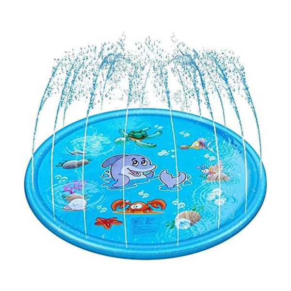 Water Play Mat Toy Sprinkler Pool Beach Dog Game Centre Splash Spray Pad Outdoor Lawn Garden Backyard 170cm for Children Pets