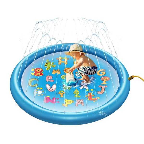 Sprinkler Water Mat Play Toy Beach Pool Kids Game Centre Pad Splash Spray Lawn Garden Backyard Outdoor 170cm