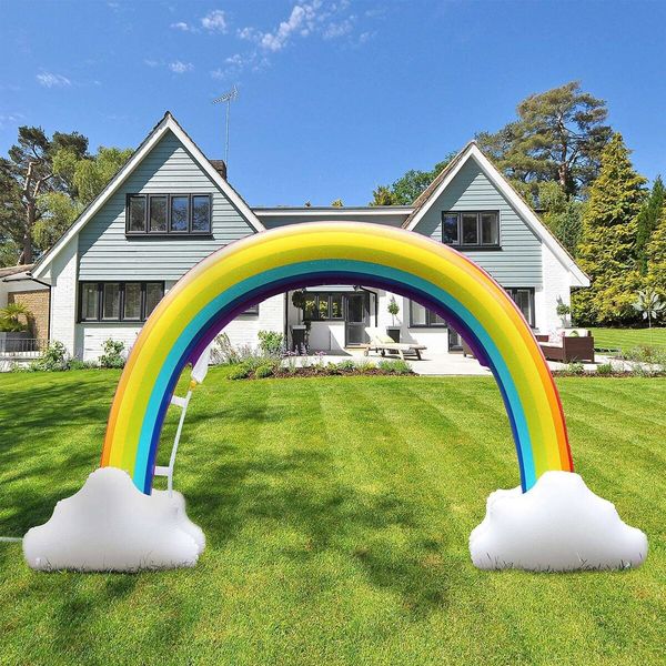 Water Sprinkler Play Toy Inflatable Pool Beach Float Game Centre Outdoor Lawn Garden Spray Squirter Large Rainbow Arch for Kids Pets 160cm Tall