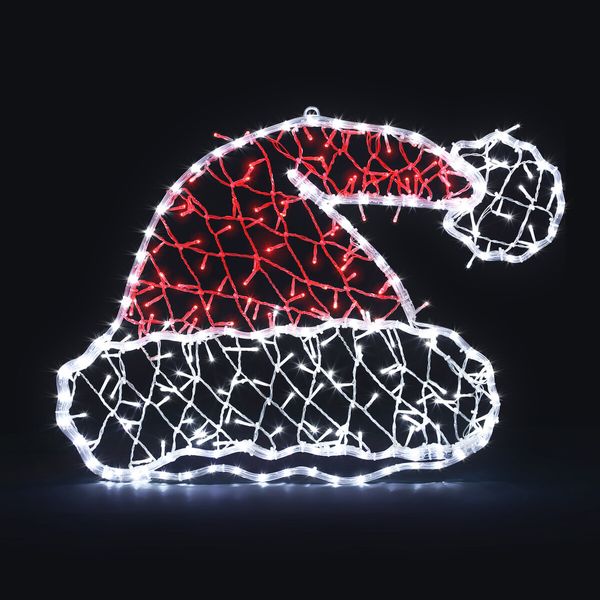 Christmas Light Decor Santa Hat LED Strip Rope Xmas Holiday Ornament Outdoor Indoor 80x60cm