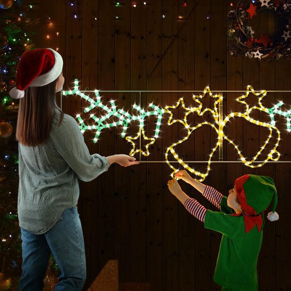 Christmas Light Decor LED Strip Rope Xmas Bell Star Leaf Holiday Ornament Outdoor Indoor 180x61cm XXL Size