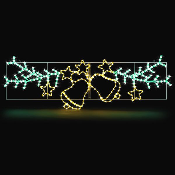 Christmas Light Decor LED Strip Rope Xmas Bell Star Leaf Holiday Ornament Outdoor Indoor 180x61cm XXL Size