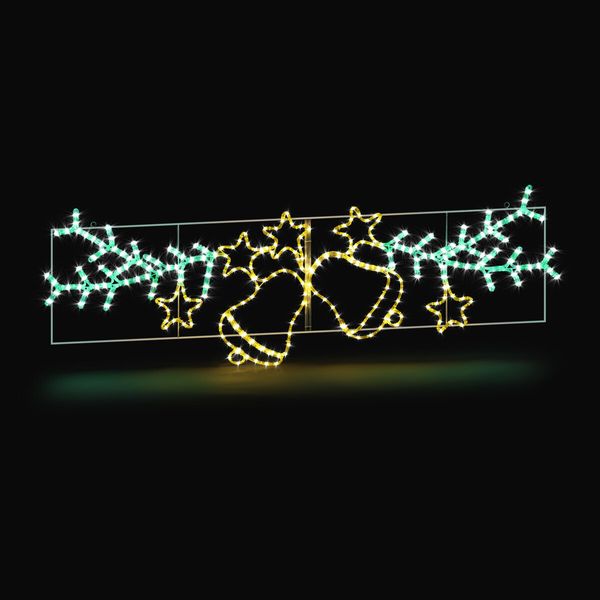 Christmas Light Decor LED Strip Rope Xmas Bell Star Leaf Holiday Ornament Outdoor Indoor 180x61cm XXL Size