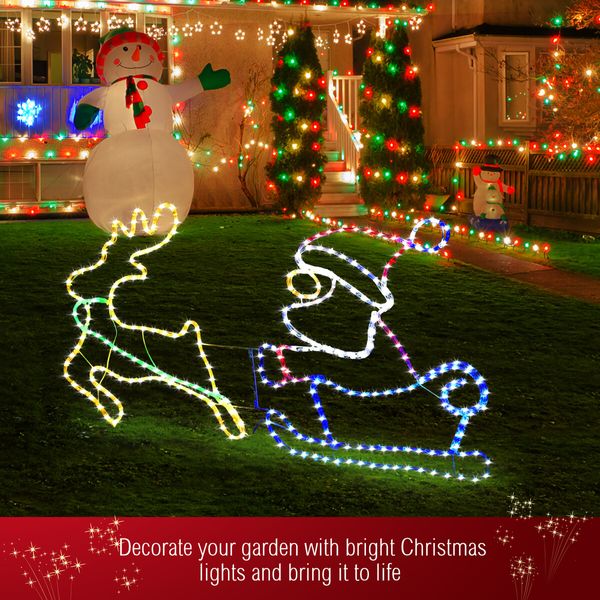 Christmas Light Santa Claus Sleigh Reindeer LED Strip Rope Xmas Decor Holiday Ornament Outdoor Indoor 150x75cm XL Size