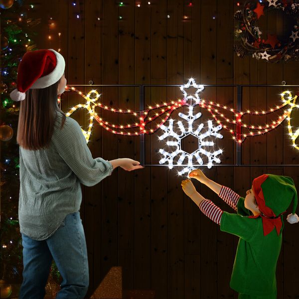 Christmas LED Light Decor Strip Rope Xmas Snowflake Bell Holiday Ornament Outdoor Indoor 145x53cm XL Size