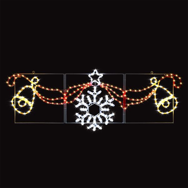 Christmas LED Light Decor Strip Rope Xmas Snowflake Bell Holiday Ornament Outdoor Indoor 145x53cm XL Size