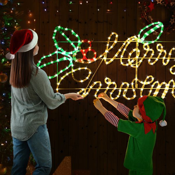 Merry Christmas Light LED Strip Rope Xmas Decor Holiday Ornament Outdoor Indoor Colourful 115x46cm L Size