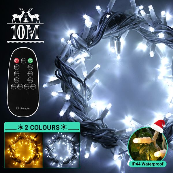 10m Christmas LED Light String Strip Rope Xmas Tree Decor Holiday Ornament Outdoor Indoor IP44 Waterproof Bio Colour 