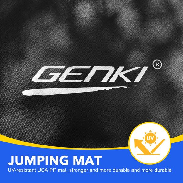 Genki 8ft Trampoline Kids Rebounder Bounce Jumping Round With Enclosure Basketball Hoop Ladder Indoor Outdoor