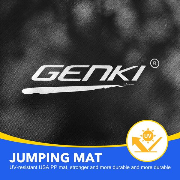 Genki 10ft Trampoline Kids Rebounder Jumping Bounce with Basketball Hoop Ladder Enclosure Indoor Outdoor Round