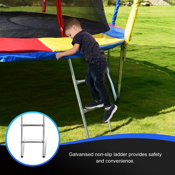 Genki 12ft Trampoline Kids Jumping Bounce Rebounder with Basketball Hoop Ladder Enclosure Indoor Outdoor Round