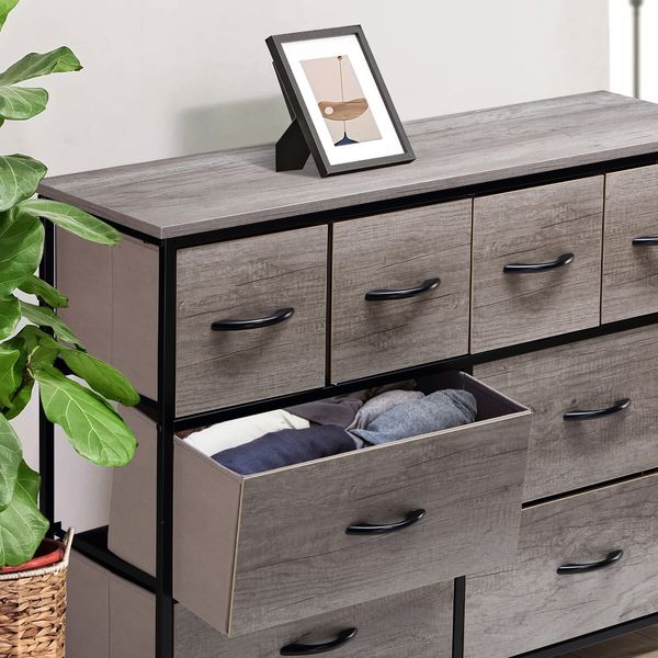 Dresser Wide Tall Chest of 8 Drawers Tallboy TV Stand Console Table Unit Bedroom Closet Organizer Storage Tower Fabric Wood Board