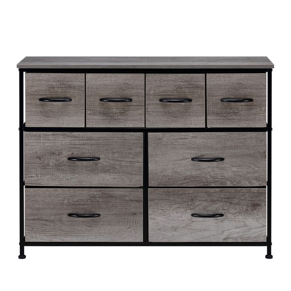 Dresser Wide Tall Chest of 8 Drawers Tallboy TV Stand Console Table Unit Bedroom Closet Organizer Storage Tower Fabric Wood Board