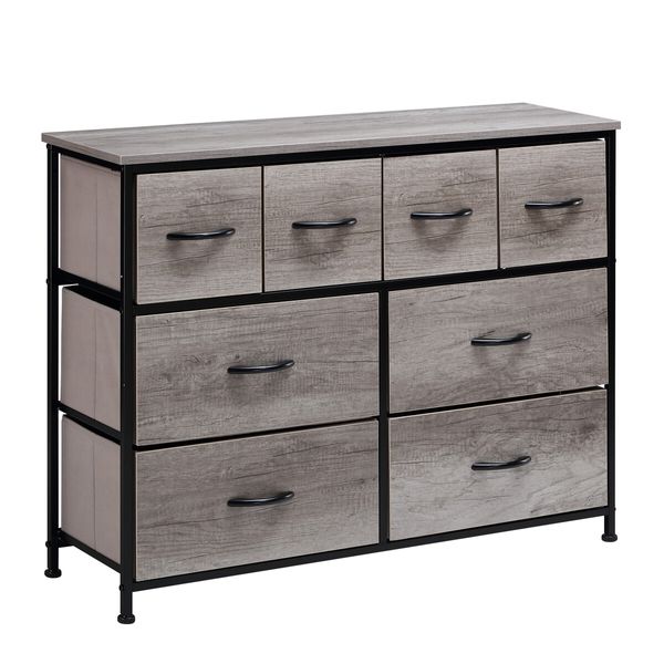 Dresser Wide Tall Chest of 8 Drawers Tallboy TV Stand Console Table Unit Bedroom Closet Organizer Storage Tower Fabric Wood Board