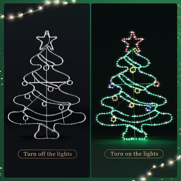 Solight Christmas Tree Light LED Strip Rope Xmas Decoration Holiday Ornament Outdoor Indoor IP65 125x88cm XL Size