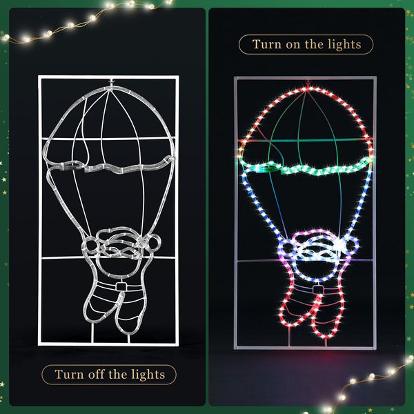 Solight LED Strip Rope Christmas Lights Santa Claus Xmas Holiday Decoration Light Outdoor Indoor IP65 100x52cm L Size 