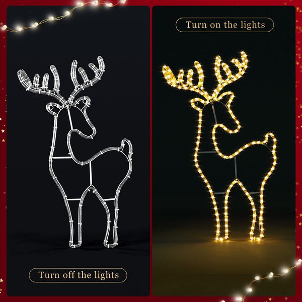 Solight Reindeer Christmas Light LED Strip Rope Xmas Holiday Ornament Outdoor Indoor IP65 88x50cm