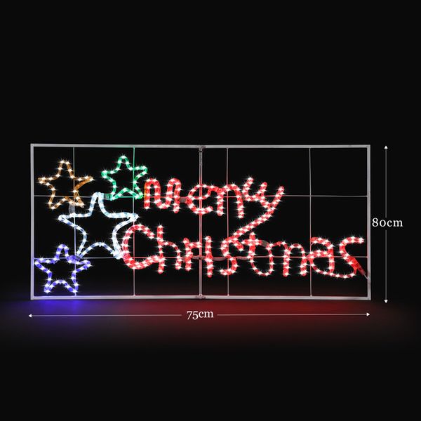 Solight Merry Christmas Light Xmas LED Rope Strip Decoration Holiday Ornament Indoor Outdoor IP65 130x60cm XL Size