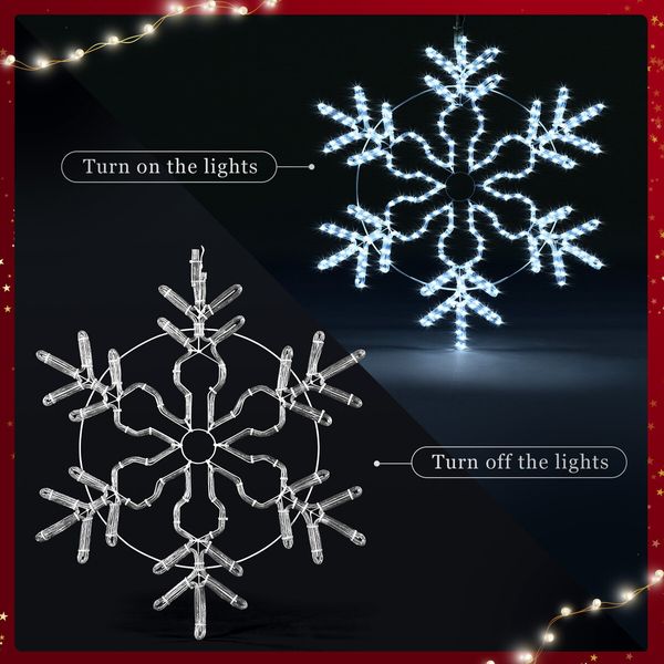 Solight Christmas LED Light Snowflake Strip Rope Xmas Decoration Holiday Ornament Outdoor Indoor IP65 80x75cm M size