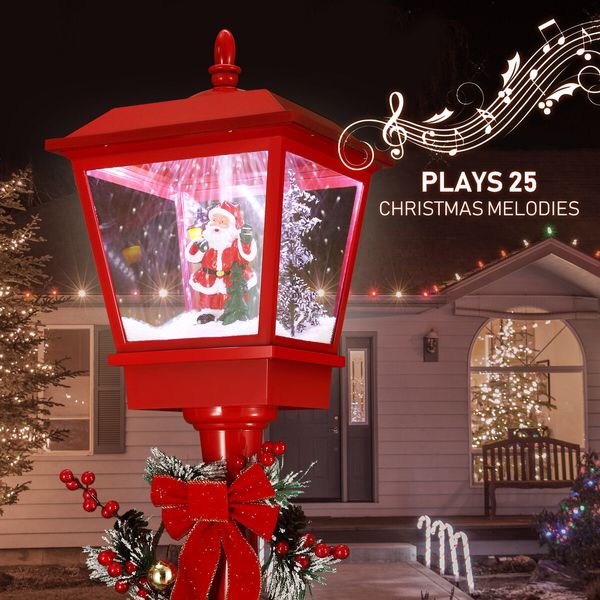 Christmas LED Street Light Snowing Post Xmas Decoration Ornaments Lamp Lantern Music Indoor Outdoor 180CM