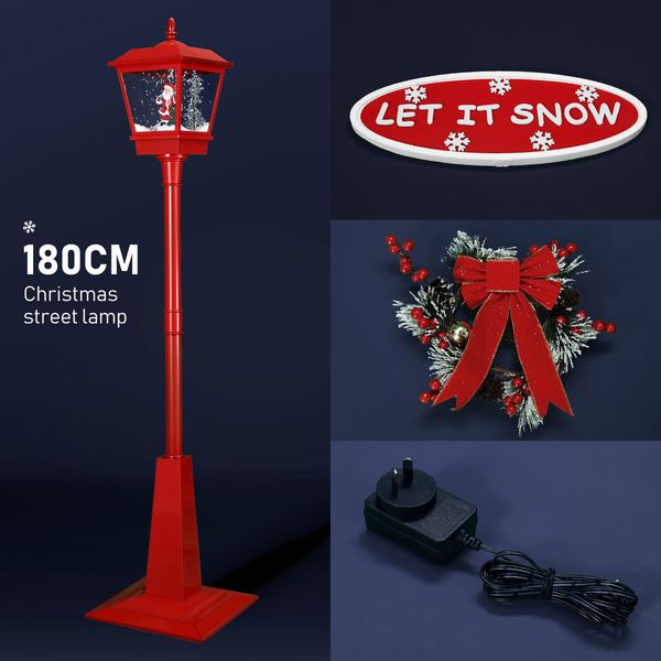 Christmas LED Street Light Snowing Post Xmas Decoration Ornaments Lamp Lantern Music Indoor Outdoor 180CM