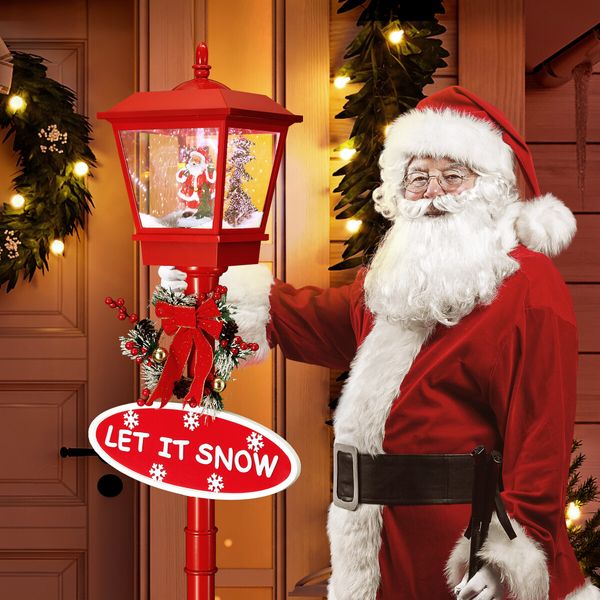 Christmas LED Street Light Snowing Post Xmas Decoration Ornaments Lamp Lantern Music Indoor Outdoor 180CM