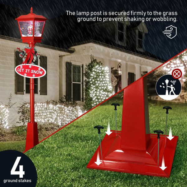 Christmas LED Street Light Snowing Post Xmas Decoration Ornaments Lamp Lantern Music Indoor Outdoor 180CM