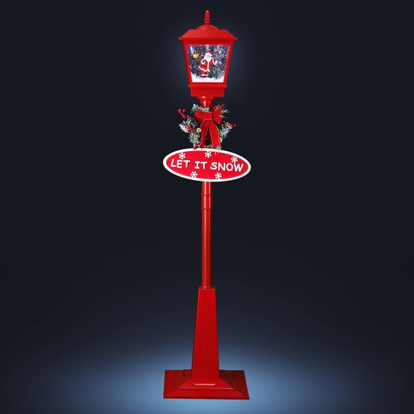 Christmas LED Street Light Snowing Post Xmas Decoration Ornaments Lamp Lantern Music Indoor Outdoor 180CM