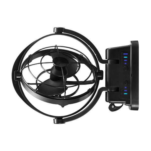 12V 24V Caravan Fan Camper Camping Trailer RV Boat Gimbal Design 360 Degree Campervan Motorhome with Remote Control Black