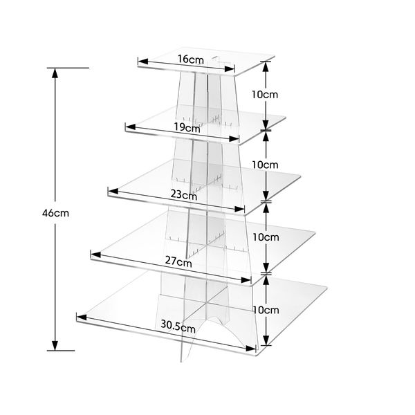 5 Tier Cupcake Stand Acrylic Display Shelf Tower Unit Bakery Donut Cake Model Pastry Holder Clear for Wedding Party 