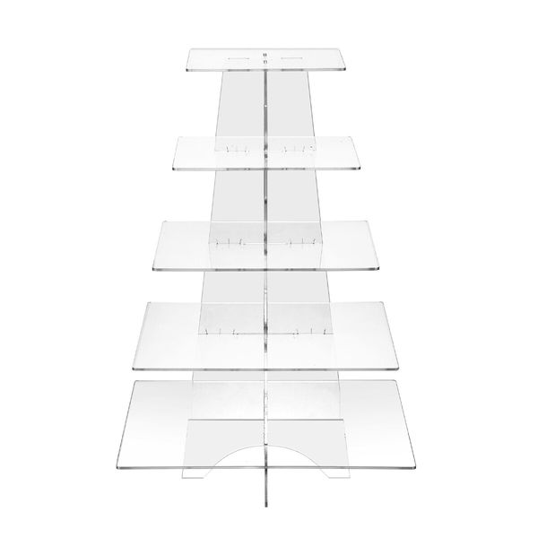 5 Tier Cupcake Stand Acrylic Display Shelf Tower Unit Bakery Donut Cake Model Pastry Holder Clear for Wedding Party 