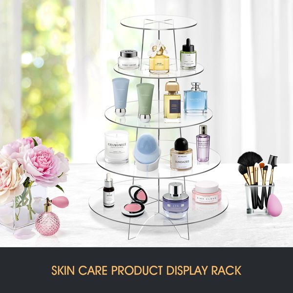 Acrylic Cupcake Stand 5 Tier Display Shelf Tower Unit Bakery Cake Donut Model Pastry Holder Round Clear for Wedding Party