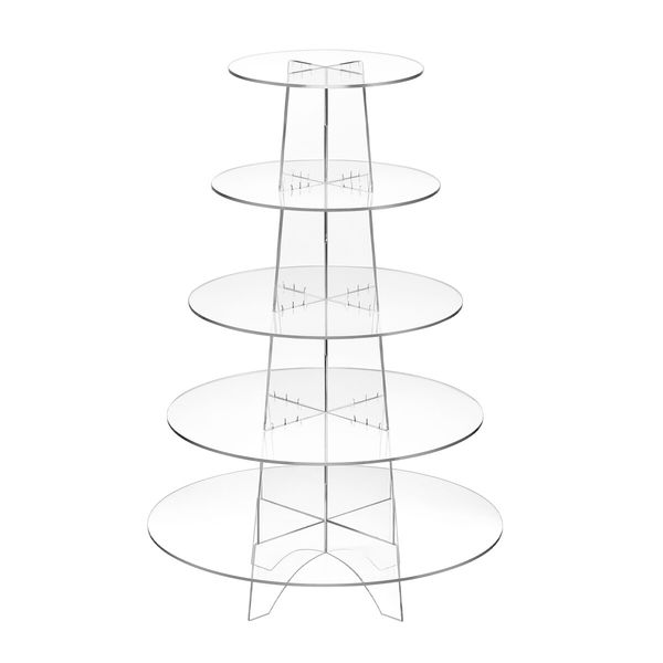 Acrylic Cupcake Stand 5 Tier Display Shelf Tower Unit Bakery Cake Donut Model Pastry Holder Round Clear for Wedding Party