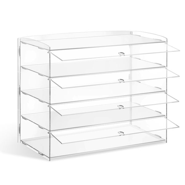 Cupcake Display Cabinet Acrylic Cake Bakery Shelf Unit Case 4 Tier Stand Model Donut Pastry Toy Showcase 5mm Thick Transparent