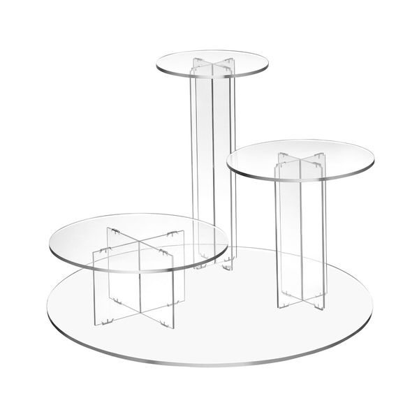 Acrylic Cupcake Stand 3 Tier Display Shelf Unit Tower Cake Bakery Donut Model Pastry Holder for Wedding Party Round Clear 