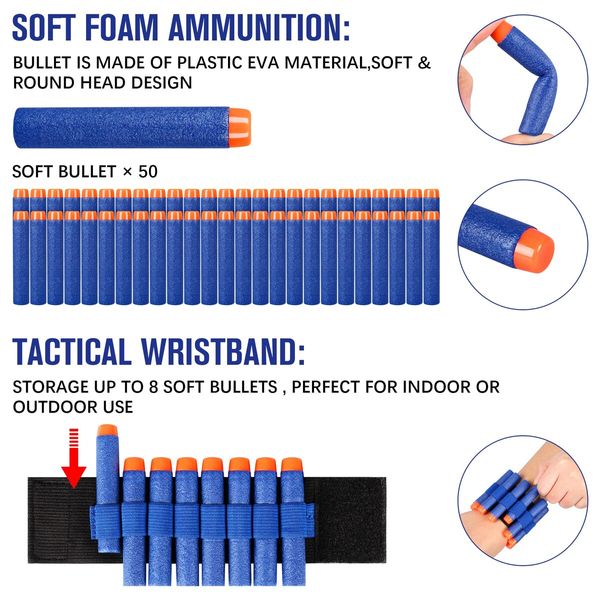 Safe Soft Foam Bullets Darts 50 pcs Cool Fun Shooting Game Blaster Toys Birthday Gifts