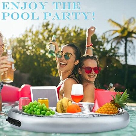 Pool Drink PVC Holder Floats Inflatable Floating  8 holes Tray for Food and Drinks Beer Wine Fun Drink