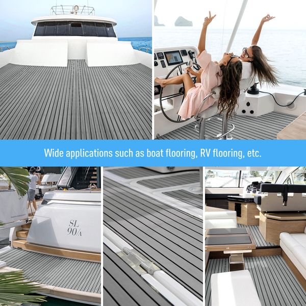 Marine Carpet Boat Flooring EVA Foam Decking Sheet Matting Non Slip Mat Covering Yacht Pad Dark Grey Bevel Design