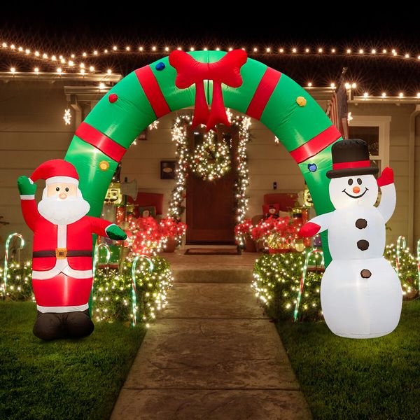 Christmas Santa Claus Snowman Arch Decor Inflatable Decoration Xmas Light Holiday Ornament Outdoor Indoor Built In LED 300 x 250cm