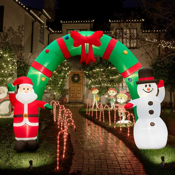 Christmas Santa Claus Snowman Arch Decor Inflatable Decoration Xmas Light Holiday Ornament Outdoor Indoor Built In LED 300 x 250cm