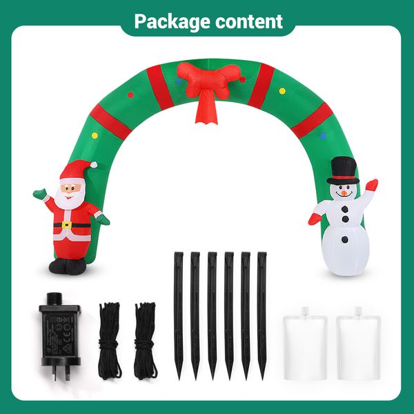 Christmas Santa Claus Snowman Arch Decor Inflatable Decoration Xmas Light Holiday Ornament Outdoor Indoor Built In LED 300 x 250cm