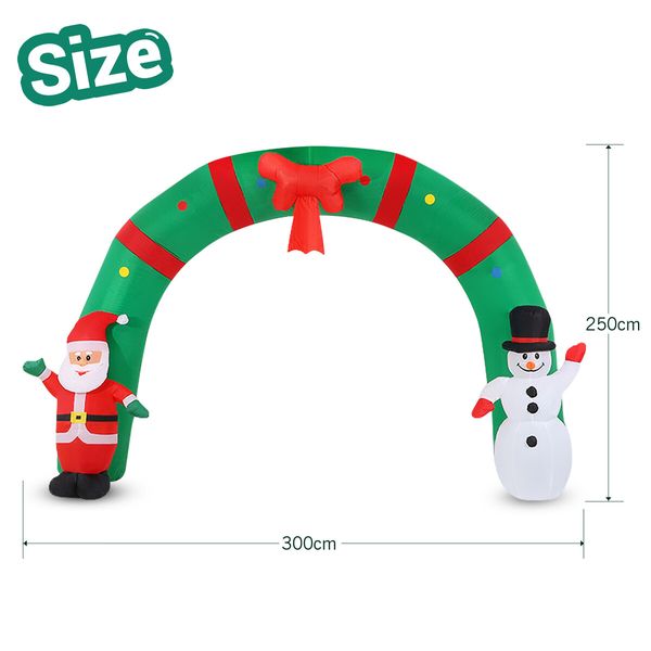 Christmas Santa Claus Snowman Arch Decor Inflatable Decoration Xmas Light Holiday Ornament Outdoor Indoor Built In LED 300 x 250cm